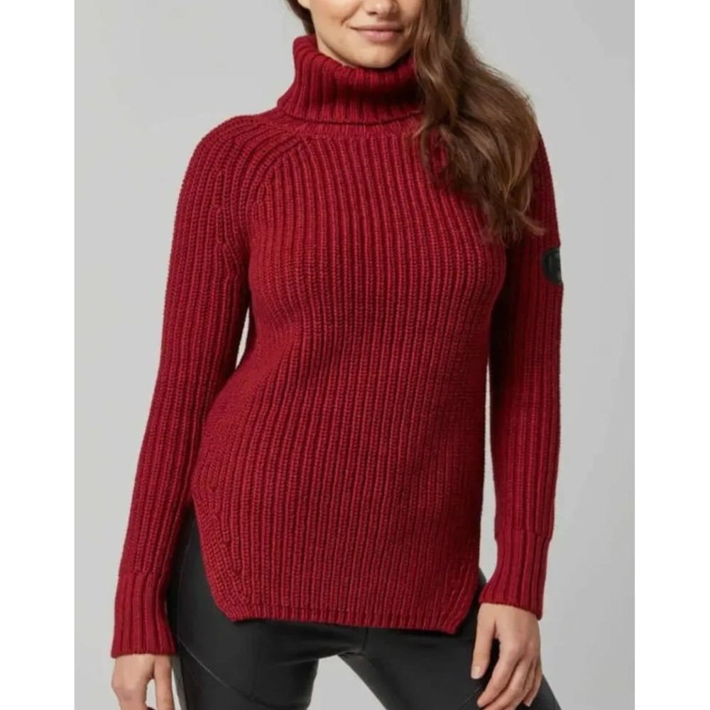 Alp N Rock Simone Ski Sweater Red Maroon Turtleneck Chunky Knit Oversized $312 S